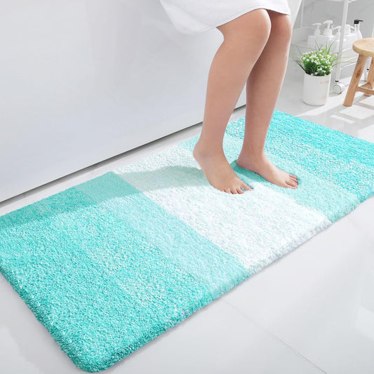 OLANLY Bathroom Runner Rugs - Extra Soft Microfiber Mat 47x24 | Quick Dry, Washable, Teal Color