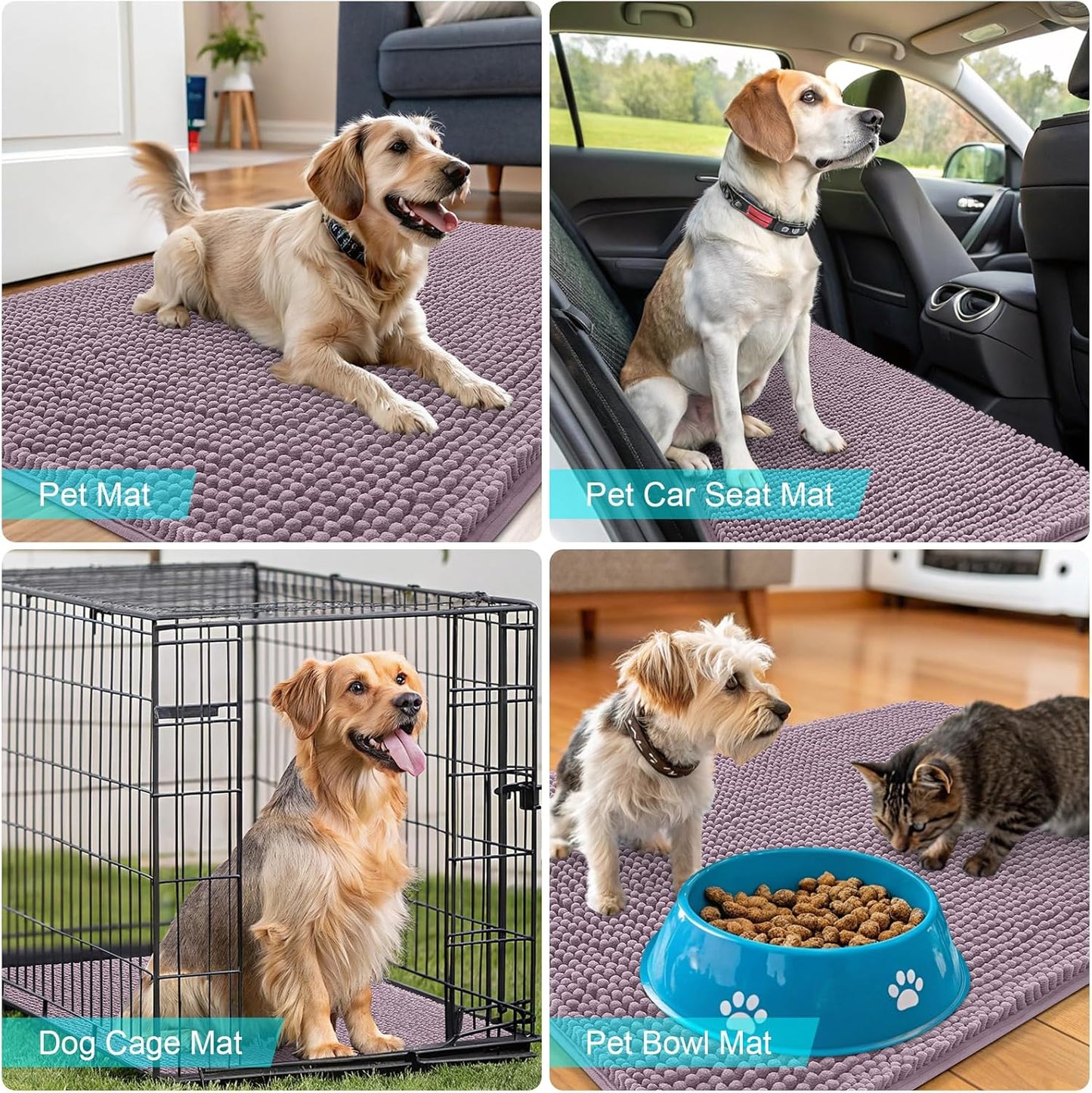 OLANLY Dog Door Mat - Absorbent Non-Slip Washable Doormat for Muddy Paws | 70x24 Deep Plum
