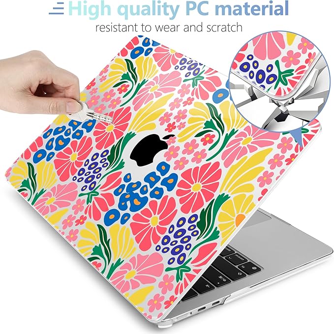 MEEgoodo Case for M5/M4/M3/M2 MacBook Air 13.6 inch 2026 2025 2024 2022, Fit Model A3449/A3240/A3113/A2681, Case Compatible with MacBook Air 13 inch, Groovy Flower