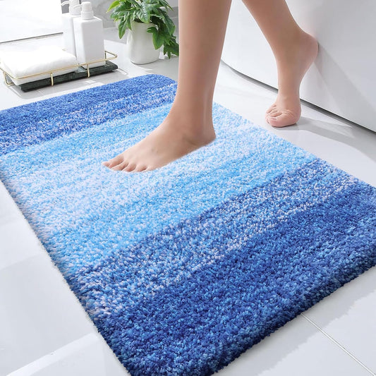OLANLY Bath Rugs Mat - Extra Soft Microfiber, Quick-Dry & Washable | 24x16 Light Royal Blue