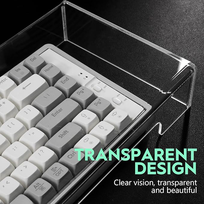 Tofficu Clear Acrylic Keyboard Dust Cover for Desktop Full Size Keyboard 4X4X1.9 Inch Waterproof Protective Cover for 104 Keys