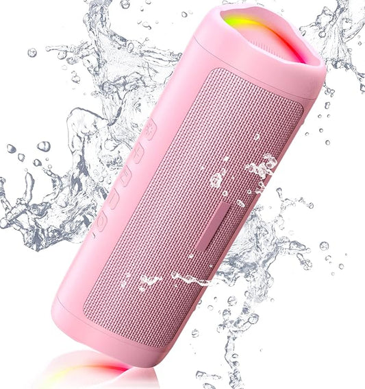 Bluetooth Speaker, 20W HD Sound, Portable Wireless, IPX5 Waterproof, Up to 24H Playtime, TWS, for Home/Party/Outdoor/Camping/Beach Essentials, Birthday Gift for Fathers Day Men Dad Husband (Pink)