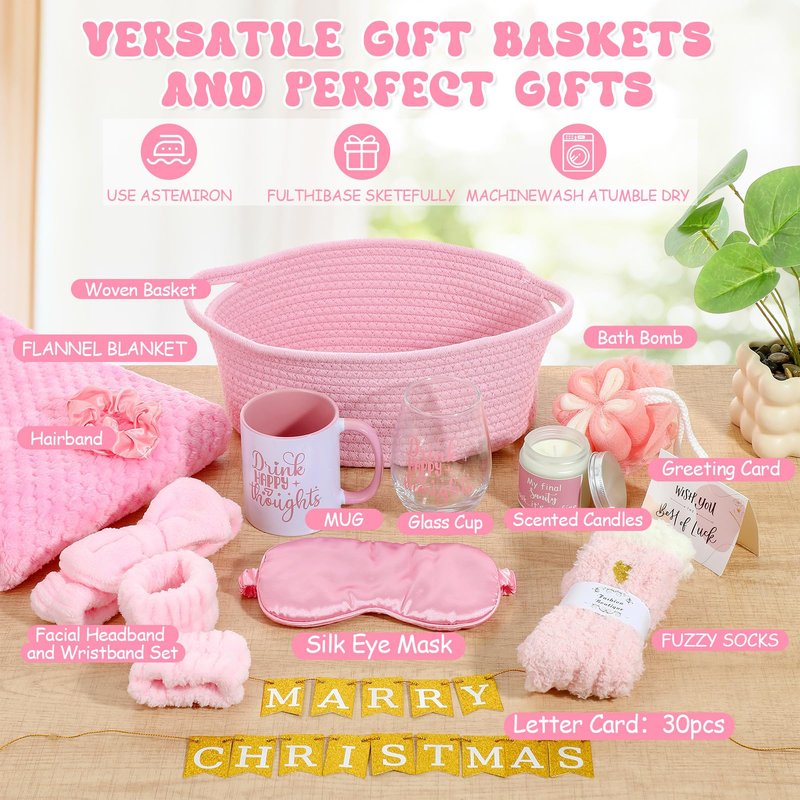Zopeal Graduation Gift Basket Set for Women 2026 Congratuations Grad Teacher Appreciation Birthday Gifts Relaxing Spa Thinking of You Gift for Her Graduates Nurse Friend Sister(Pink)