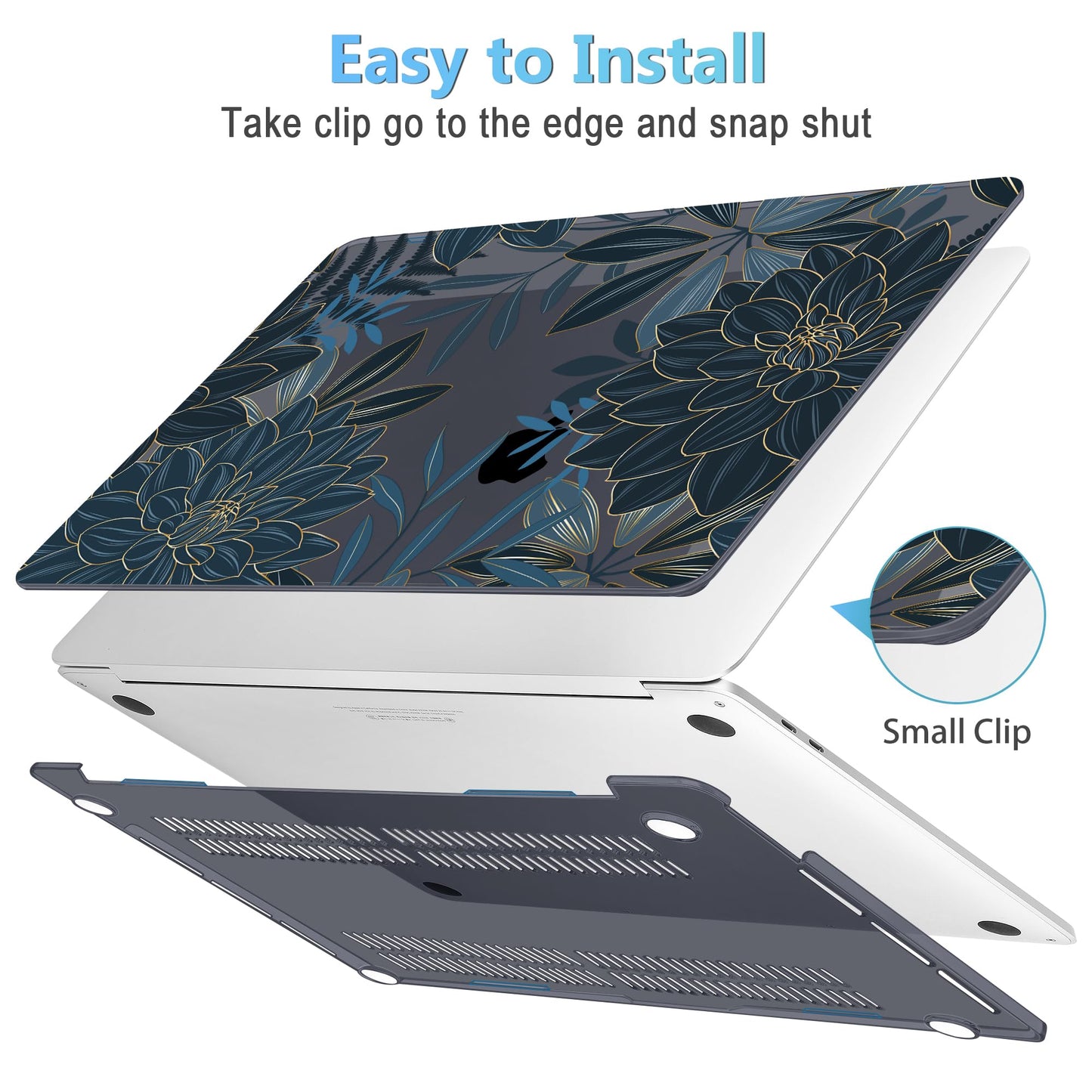 Mektron Designed Case for MacBook Pro 16 Inch A2141 Cover 2019 Release 16" with Liquid Retina Display/Touch ID, Plastic Hard Shell with Keyboard Skin & Screen Protector, Dahlia Flower C035