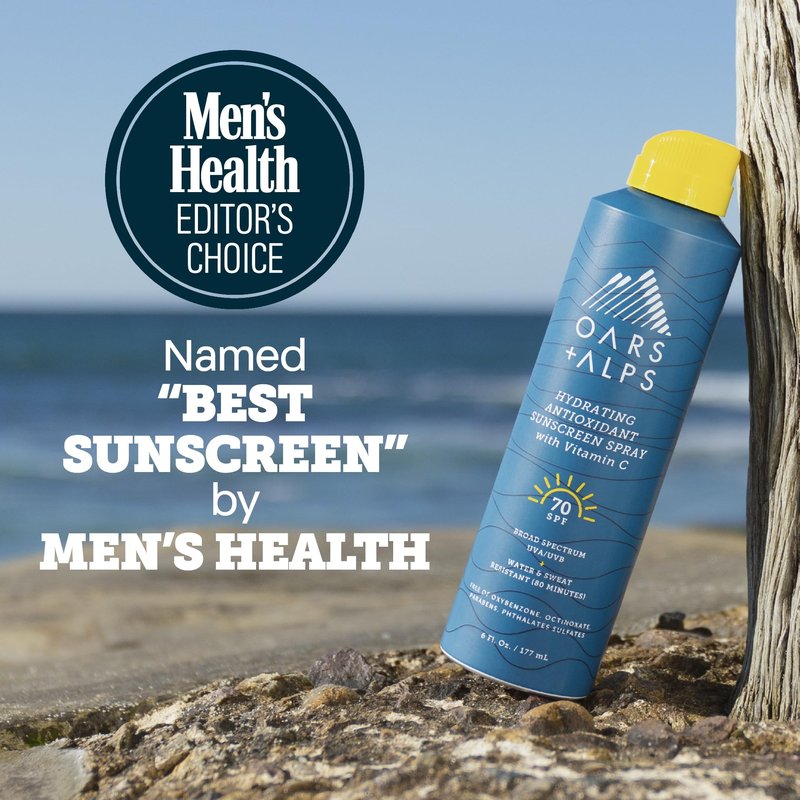 Oars + Alps SPF 70 Face & Body Broad Spectrum Sunscreen Spray | Fast-Absorbing, Lightweight, Non-Greasy, Hawaii Reef Act 104 Compliant, Water-Resistant, Octinoxate + Oxybenzone Free, 6 Oz, 2 Pack