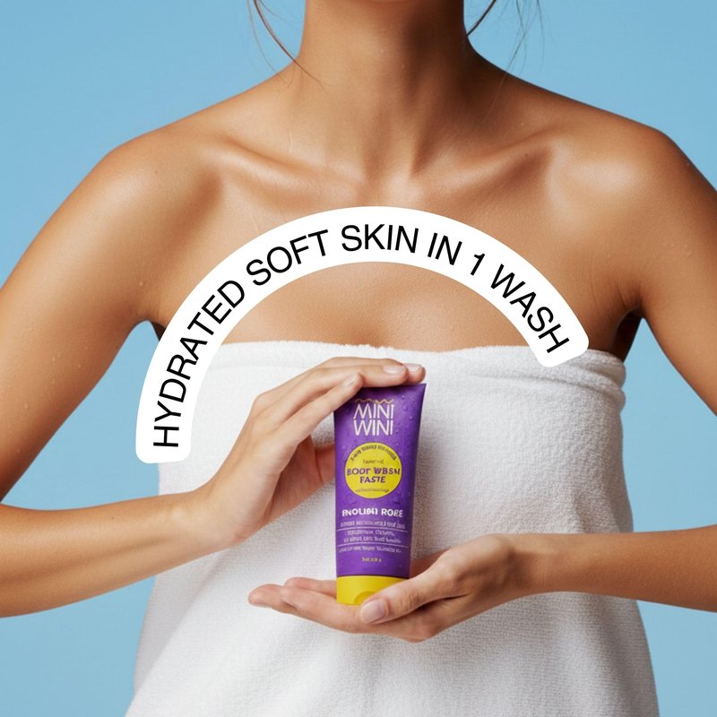 MINIWINI 2 in 1 Body wash Paste - Waterless 3X Concentrated Shower Gel for Face & Body, TSA Approved, Aloe-Base for Sensitive, Dry & Oily Skin, Vegan, Sulfate-Free, 100g (3.2 fl oz)