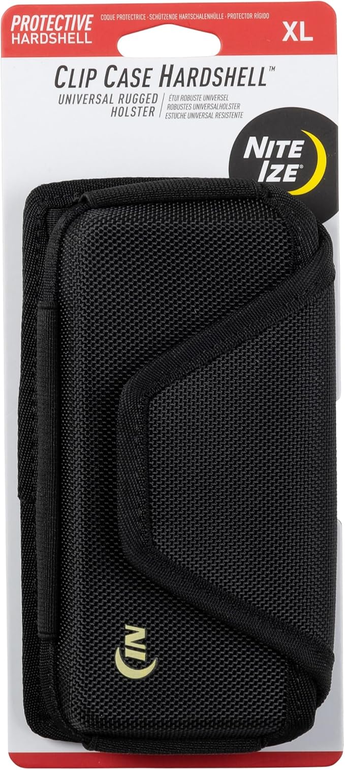 Nite Ize Clip Case Hardshell Universal Rugged Holster - Belt Clip Phone Case for Easy Access - Heavy Duty & Protective - Multi-Purpose - Durable Design - Hardshell Horizontal, XL