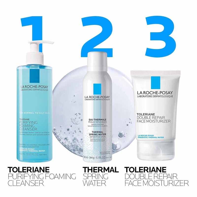 La Roche-Posay Toleriane Foaming Facial Cleanser - Oil-Free Face Wash with Niacinamide & Ceramides for Sensitive Skin | Gentle Pore Cleanser