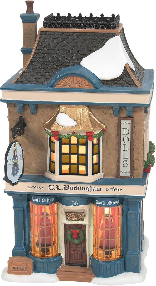 Department 56 Dickens Village T.L. Buckingham Doll Shop - Lit Building, 7.24 Inch, Multicolor