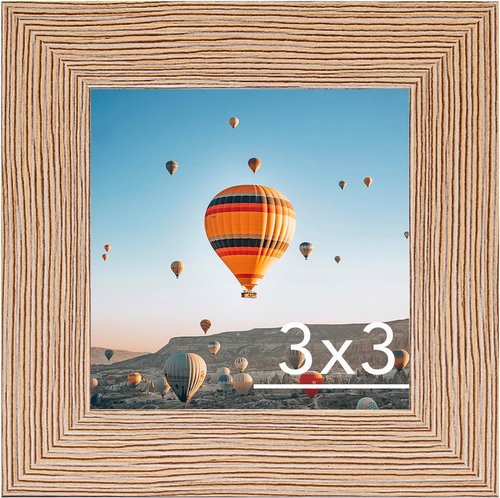 JCJMY 3x3 Picture Frame - Sturdy Rustic Brown Photo Frame with Shatter-Resistant Plexiglass