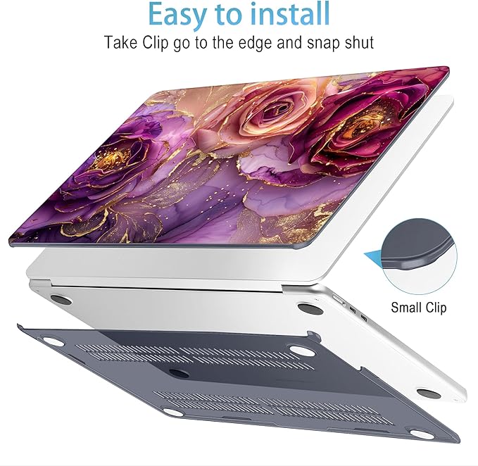Mektron for 2026 MacBook Air 13-inch M5 Laptop Case A3449 with 13.6-inch Liquid Retina Display Fits 2025 A3240 M4 2024 A3113 M3 2023 A2681 M2 Printed Hard Shell for MacBook Air 13.6", Marble Flowers