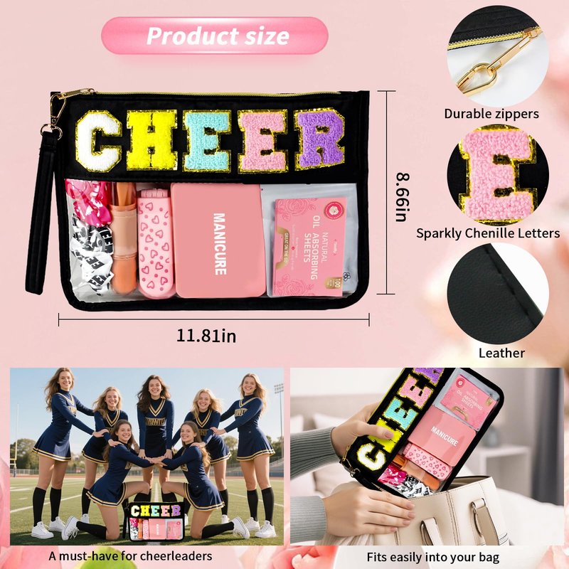 Bumaeu Cheerleading Essentials Kit Over 70 Pieces with Emergency Supplies and Waterproof Makeup Bag