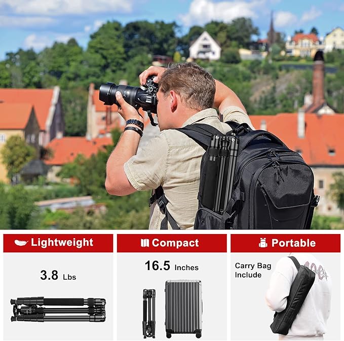 JOILCAN Tripod for Camera, 81" Camera Tripod Stand, 83 inches DSLR Tripods & Monopods, Heavy Duty Travel Tripod for Binoculars Laser Level Spotting Scope Telescope, Max Load 35lb