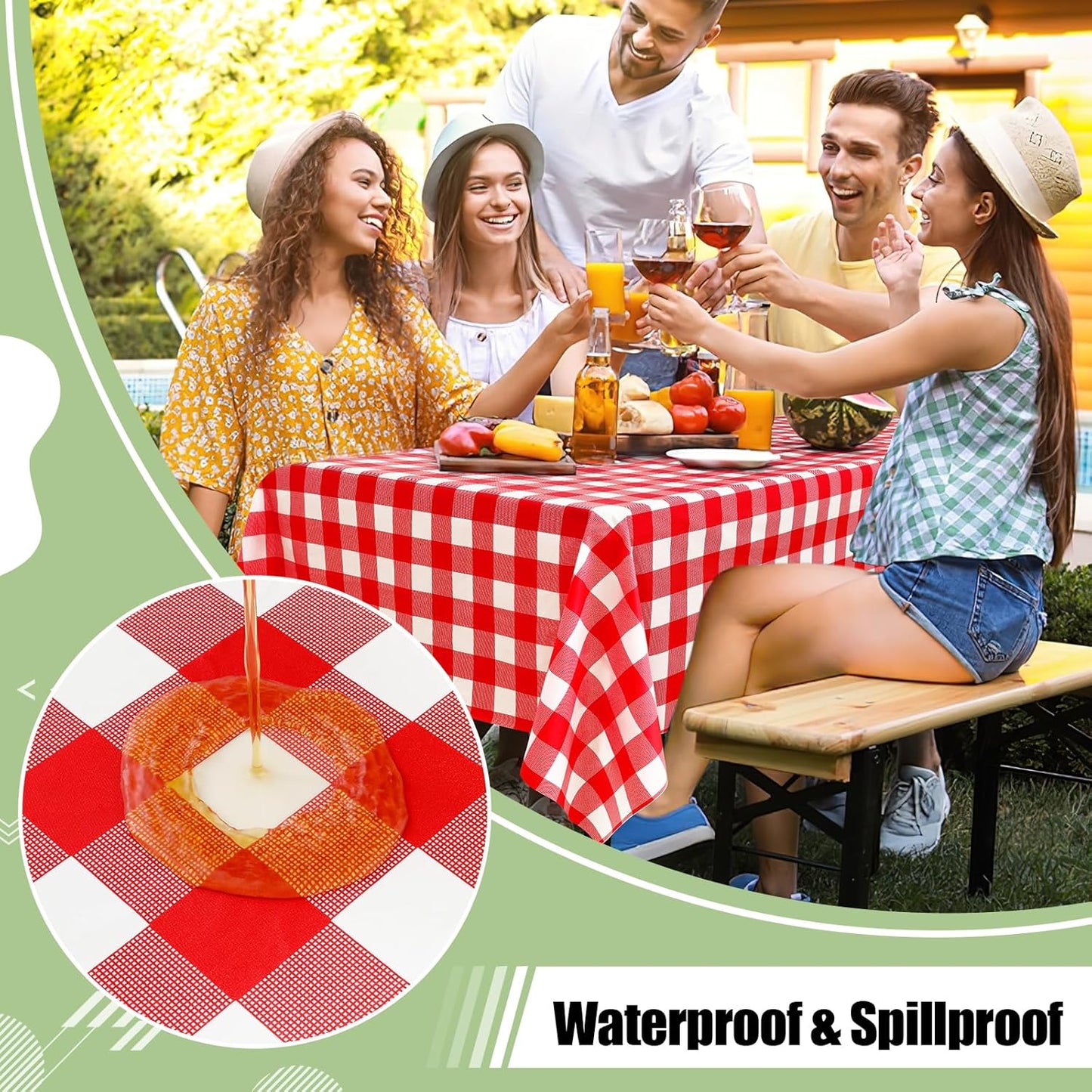 Misaya Buffalo Disposable Tablecloths - 54 x 108 Inch Waterproof Red and White Checkered Covers for Parties & Picnics