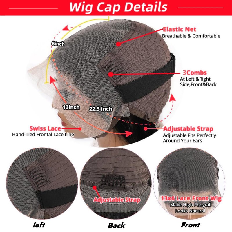Nakkia Bob Wig Human Hair 13x6 Deep Wave Lace Front Wigs 13x6 Lace Frontal 180% Density Curly Bob Wig Human Hair Pre Plucked for Women Natural Black 8 Inch