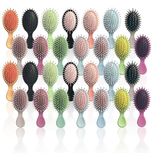 Goiio 28 Pieces Mini Hair Brush Set, Soft Bristles Detangling Brush for Wet & Dry Hair, Travel Detangler for Most Hair Types, Multicolor