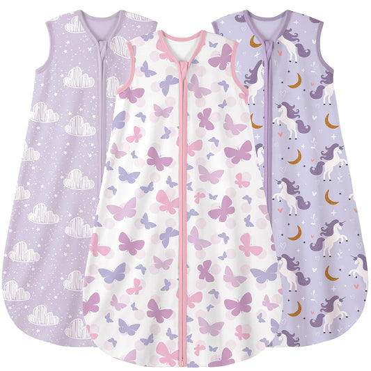 Yoofoss Baby Sleep Sack - 100% Organic Cotton Wearable Blanket for 18-24 Months | 2-Way Zipper, 3 Pack
