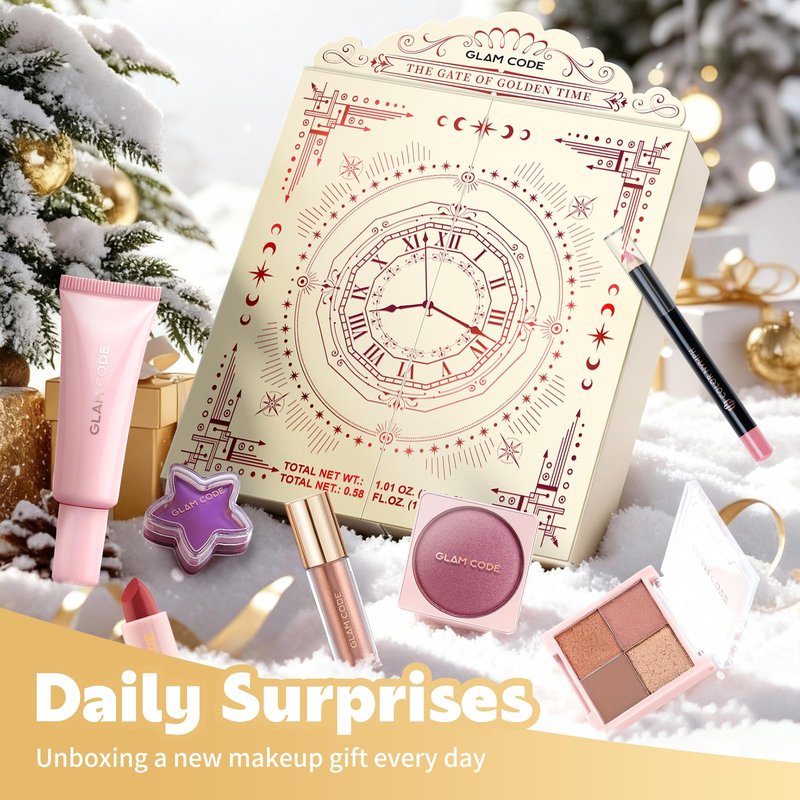 Glam Code Makeup Advent Calendar 2025, 24 Days Beauty Gift Set for Teen Girls Women - Christmas Countdown Calendar Beauty & Cosmetics Holiday Surprise Make Up Gift Kits
