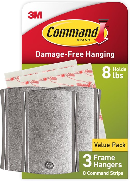 Command 8 lb Jumbo Picture Hanger - Damage-Free Frame Hanging with 3 Hangers & 8 Strips | Versatile for Home Decor