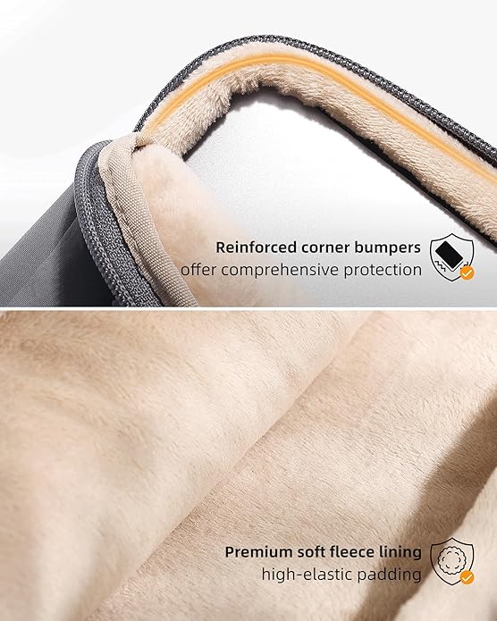 Grey Puffy Laptop Sleeve 16-Inch Fluffy Protective Sleeve for MacBook Pro 16/Air 15, Dell XPS 15, HP, for Travel & College