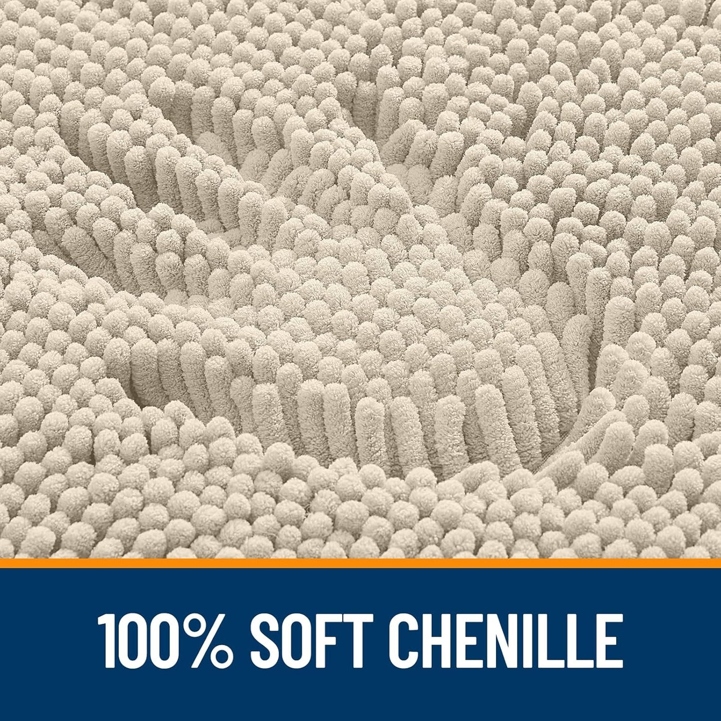 OLANLY Large Bathroom Rugs - Extra Soft Chenille Bath Mats | Quick Dry, Machine Washable, 40x32, Sand