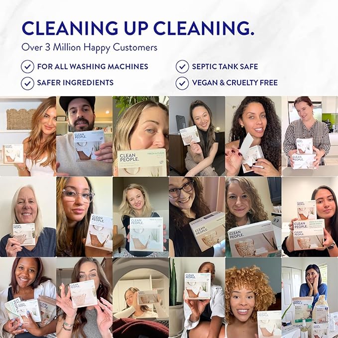 Clean People Laundry Detergent Sheets- Recyclable Packaging, Hypoallergenic, Stain Fighting, Works with All Machines including HE (384 Count, Peppermint)