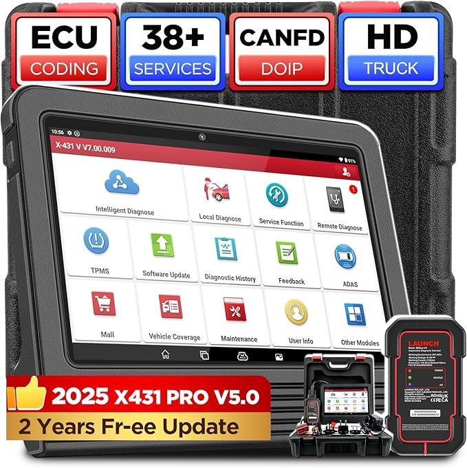LAUNCH X431 Pro V5.0 2026 New Generation Automotive Diagnostic Scanner Tool, OEM Bluetooth Bidirectional OBD2 Scan Tool with CANFD & DOIP, 38+ Special Functions for All Cars
