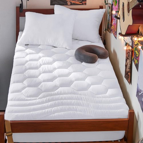 Bedsure Twin XL Mattress Pad - Soft Quilted Mattress Topper for College Dorms | Washable, 39x80 Inches, White