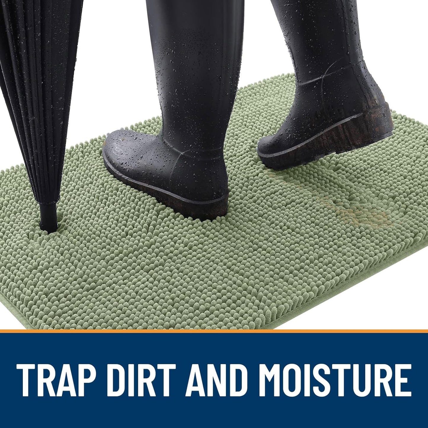 OLANLY Dog Door Mat - Absorbent Non-Slip Mud Mat for Indoor Use | 35x24 Inches, Sage Green