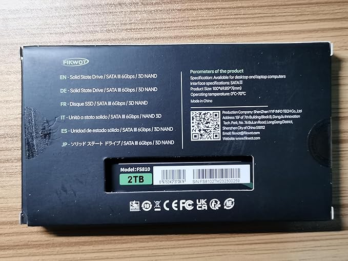 Fikwot FS810 4TB SSD, 2.5" SSD SATA III 6Gb/s, Solid State Drives, Up to 560MB/s, 3D NAND TLC Flash, Internal SSD for Desktops and Laptops(Black)