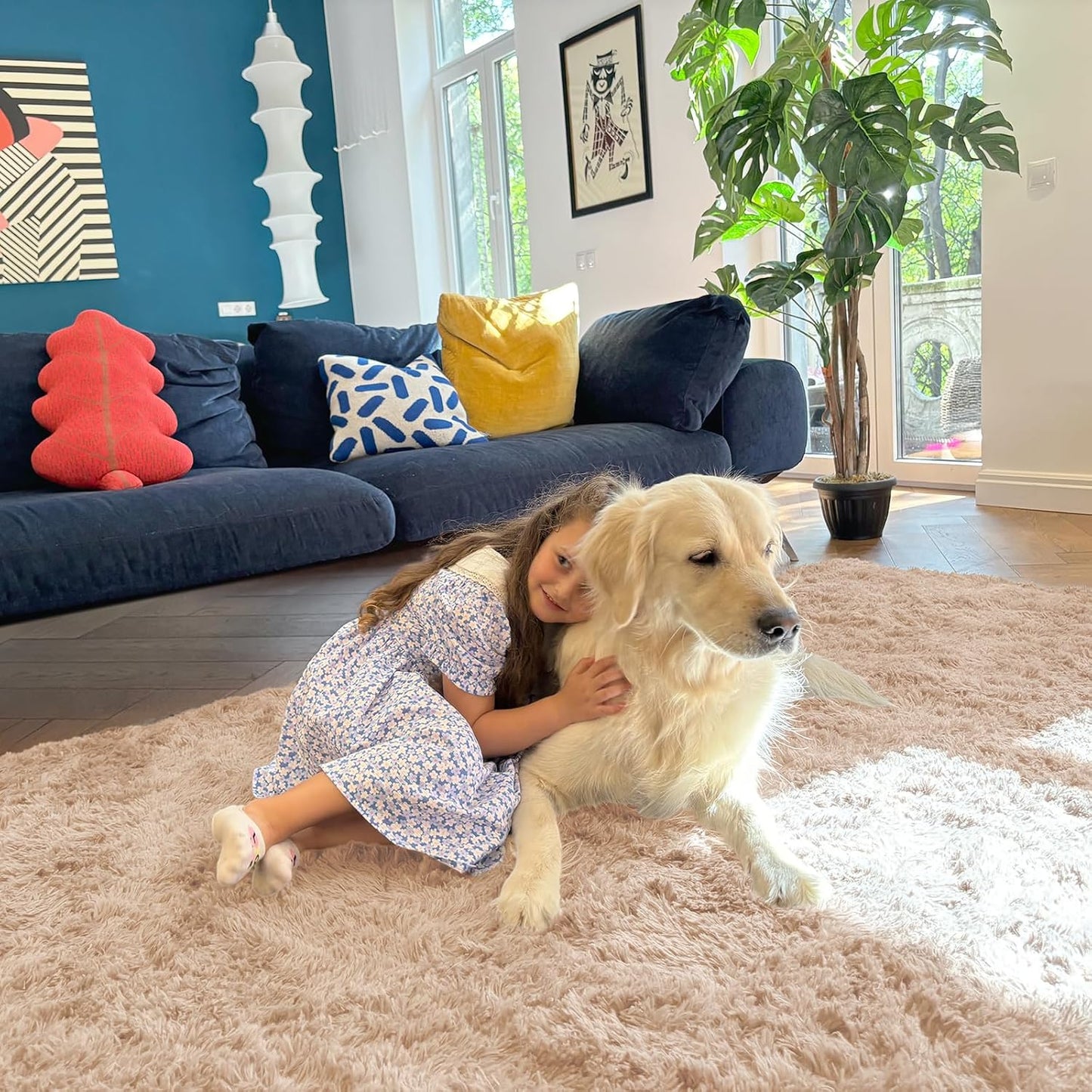 OLANLY Runner Rugs - Soft, Machine Washable Shaggy Carpet for Hallway & Bedroom | Beige 3x10 ft