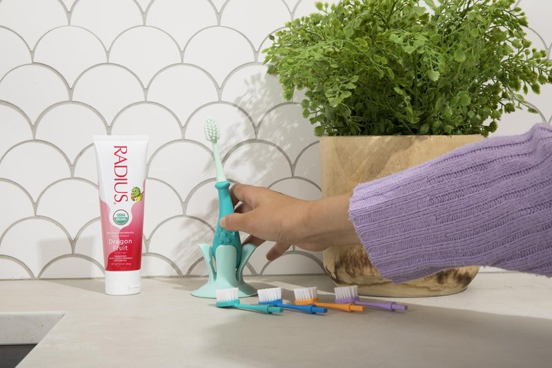 RADIUS USDA Organic Kids Toothpaste 3oz Non Toxic Chemical-Free Gluten-Free Designed to Improve Gum Health for Children's 6 Months and Up - Dragon Fruit - Pack of 3