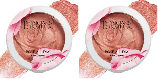 Physicians Formula Rosé All Day Highlighter Blush Face Powder, Blush Petal Glow, Shimmering Rose, Dermatologist Tested, Clinicially Tested (Pack of 2)