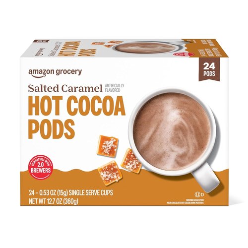 Happy Belly Hot Cocoa Pods - Salted Caramel Flavor | Compatible with 2.0 K-Cup Brewers, 24 Count