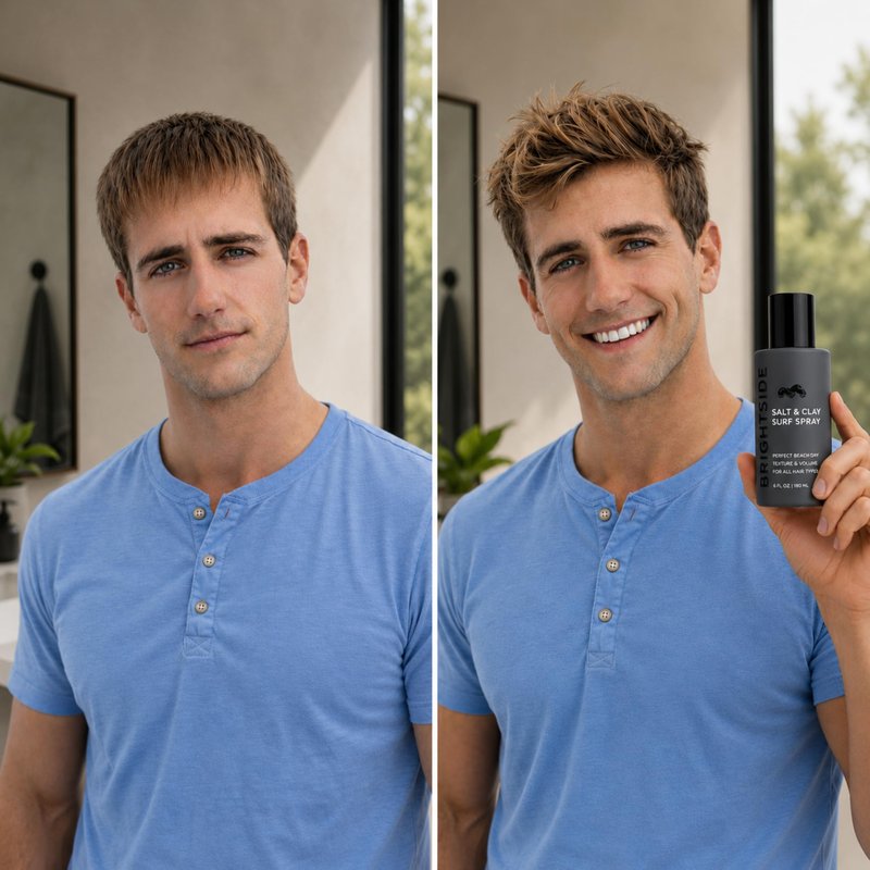 BRIGHTSIDE Salt & Clay Surf Spray - Instant Volume & Texture for Thicker Looking Hair - Natural Sea Salt Spray for Men & Women - Hydrate & Hold for All Hair - Alcohol-Free, Clean ingredients - 6oz