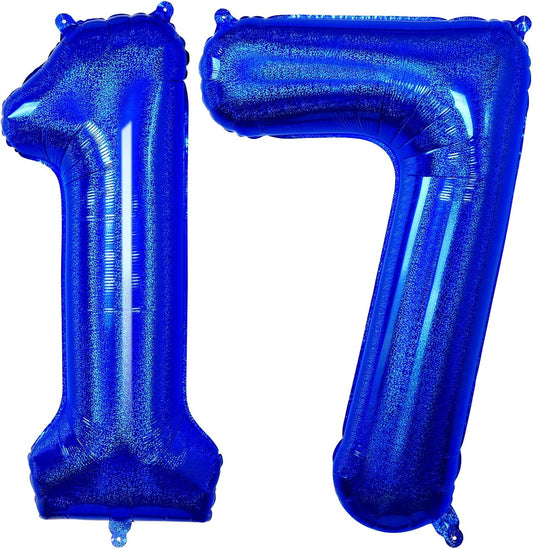 Number 17 Balloon by Mylar - 40 Inch Navy Blue Birthday Decoration for Graduation & Anniversary