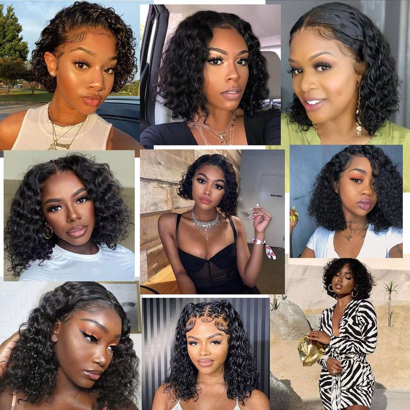 JTdebade Deep Wave Human Hair bundles 10 Inch 12A Grade Brazilian Hair 100% Virgin Weave Bundles Human Hair for Black Women (10'' 10'' 10'' 10'')