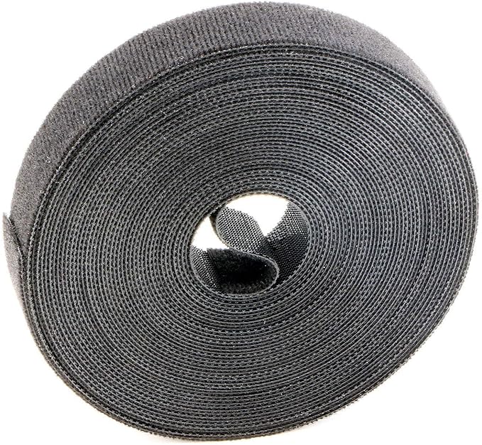 Saisn Reusable Fastening Tape Cable Ties 3/4 Inch Double Side Hook Roll (10 Yard, Black Upgraded Version)