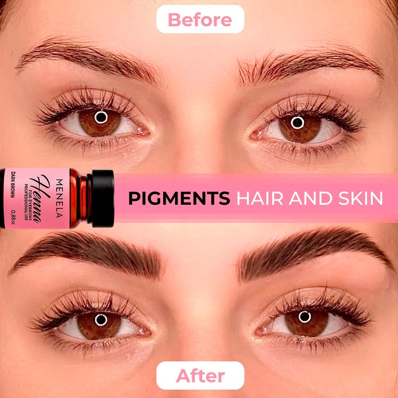 MENELA Dark Brown Eyebrow Henna Kit – Henna for Eyebrows – Eyebrow Dye & Henna for Brow – Natural Vegan Ammonia-Free – Up to 60 Applications, 2.5g Henna & 15ml Fixer, Bamboo Extract