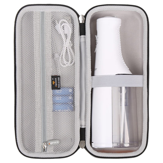 Aproca Case Compatible with Waterpik WF-20 / WF-02 Cordless Water Flosser, Storage Portable Bag for Accessories -Black with Grey Interior (Case Only)