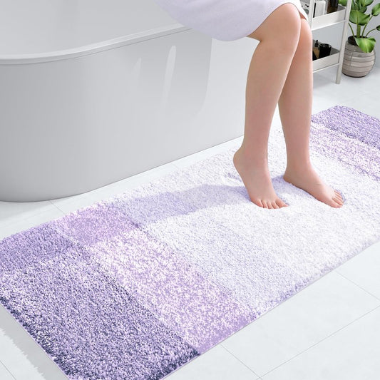 OLANLY Large Bathroom Rugs Mat 54x24, Extra Soft Absorbent Microfiber Bath Rug, Rubber Backing, Quick Dry, Washable Bath Mats for Bathroom Floor, Tub and Shower, Home Decor Accessories, Light Purple