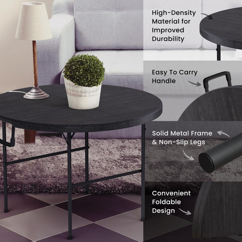 Our Modern Space 3.5 Feet Circular Round Foldable Table with Built in Handle & Steel Legs | Heavy Duty Portable | Perfect for Party, Dining, Wedding, Events, Picnic Indoor, Outdoor, Camping, Utility