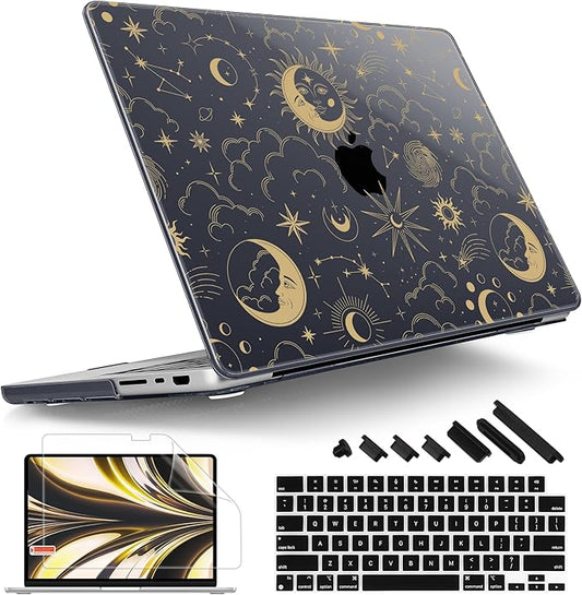 Tuiklol for MacBook Pro 14 Inch Case 2026 2025 2024 2023 2022 2021 Release M5/M4/M3/M2/M1 A2442 Pro/Max,Hard Shell Case with Screen Protector for Touch ID, Moons and Stars