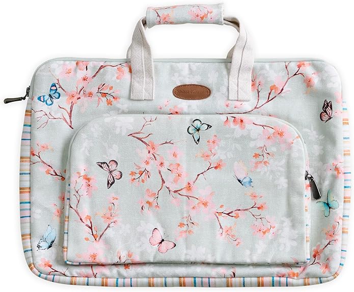 Maison d'Hermine Laptop Bag with Pocket Upto 13.5 inch Stain and Water Repellent Cotton Canvas Spring Summer (Blossoms in Spring)