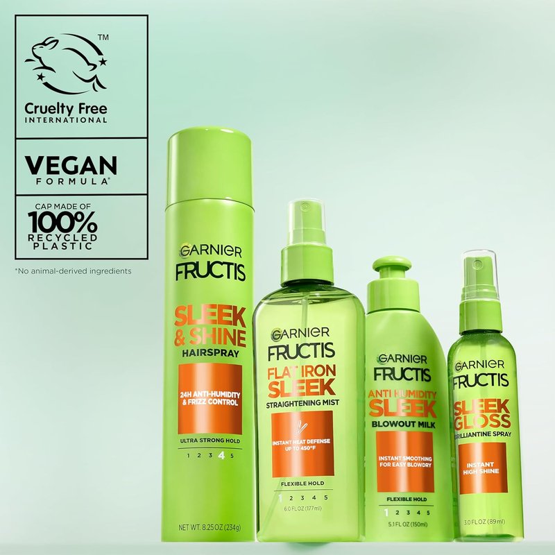 Garnier Fructis Sleek & Shine Anti-Humidity Hairspray - Ultra Strong Hold, Frizz Protection, 8.25 Oz