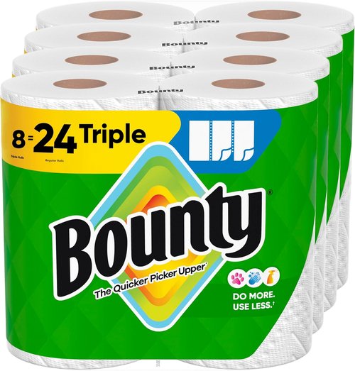 Bounty Select-A-Size Paper Towels - White, 8 Triple Rolls (Equivalent to 24 Regular Rolls)