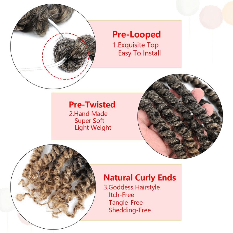 Fulcrum Passion Twist Crochet Hair 18 Inch, 8 Packs Pre Looped Passion Twist Hair, Pre-Twisted Passion Twist Crochet Hair For Black Women (18Inch (Pack of 8), T27#)