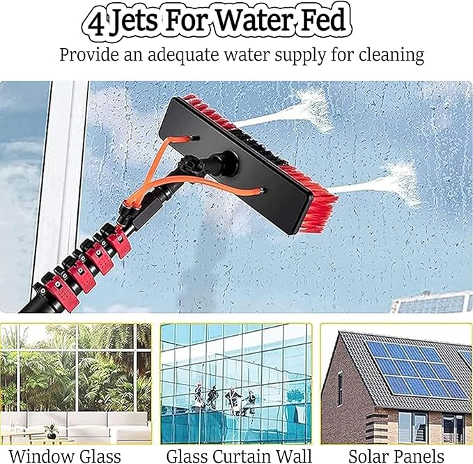 Roof Cleaning Tools,Window Cleaner Kit, Solar Panel Cleaning Brush, with Water/Hose Fed Pole, Photovoltaic Panel Cleaning,Conservatory Roof Cleaner 35cm-9m/30FT