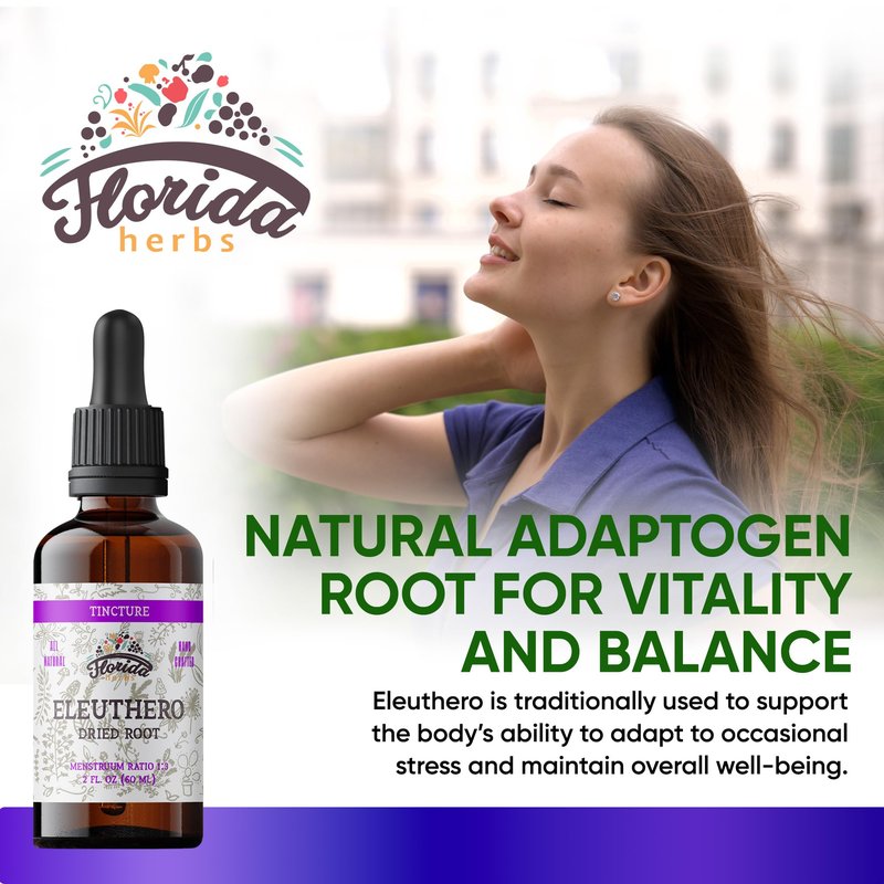 FLORIDA HERBS Eleuthero Tincture, Organic Eleuthero Extract (Siberian Ginseng, Eleutherococcus senticosus)