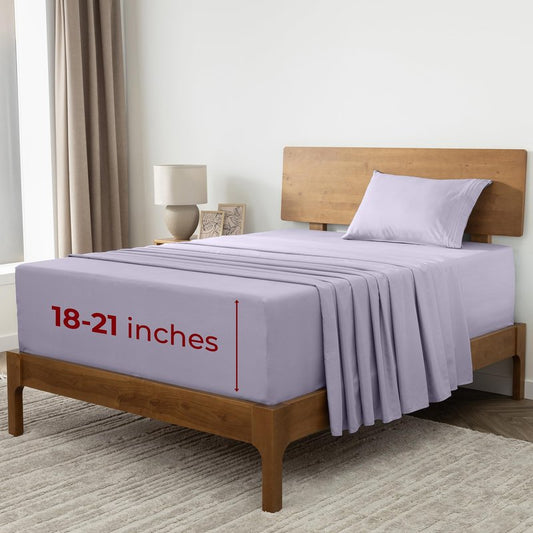 Mellanni Extra Deep Twin XL Sheets - 3 PC Iconic Collection Bedding - Hotel Luxury, Ultra Soft, Cooling Bed Sheets - Wrinkle, Fade, Stain Resistant (Twin Extra Long, Lavender)